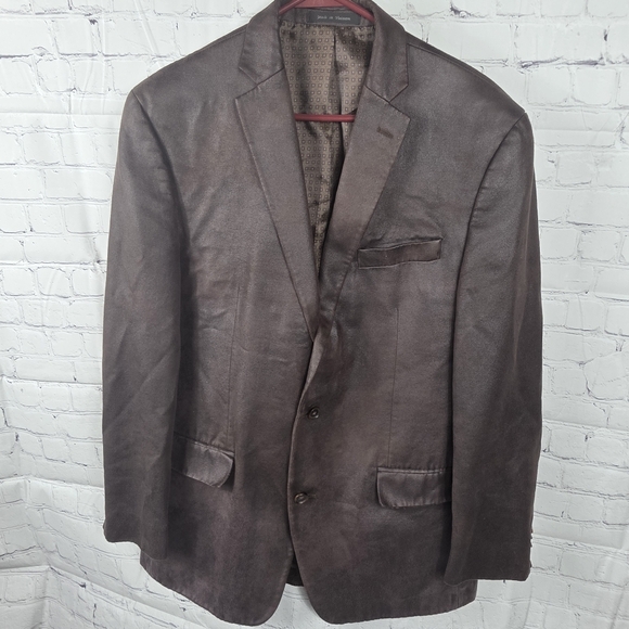 Michael Kors Dark Brown Faux Suede‎ 2 Button Blazer Jacket Sport Coat Size 42L - Picture 1 of 7